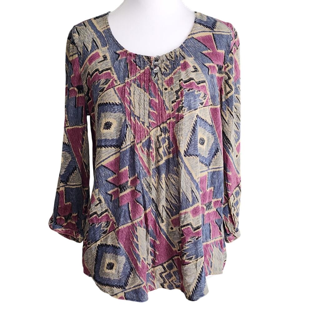 Lauren Jeans Co. Ralph Lauren Southwestern Geometric Print Top Size Small